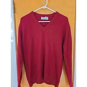 Vtg BRAEMAR Sweater Men’s M 100% Cashmere Red V-neck Long Sleeve Dad Grandpa
